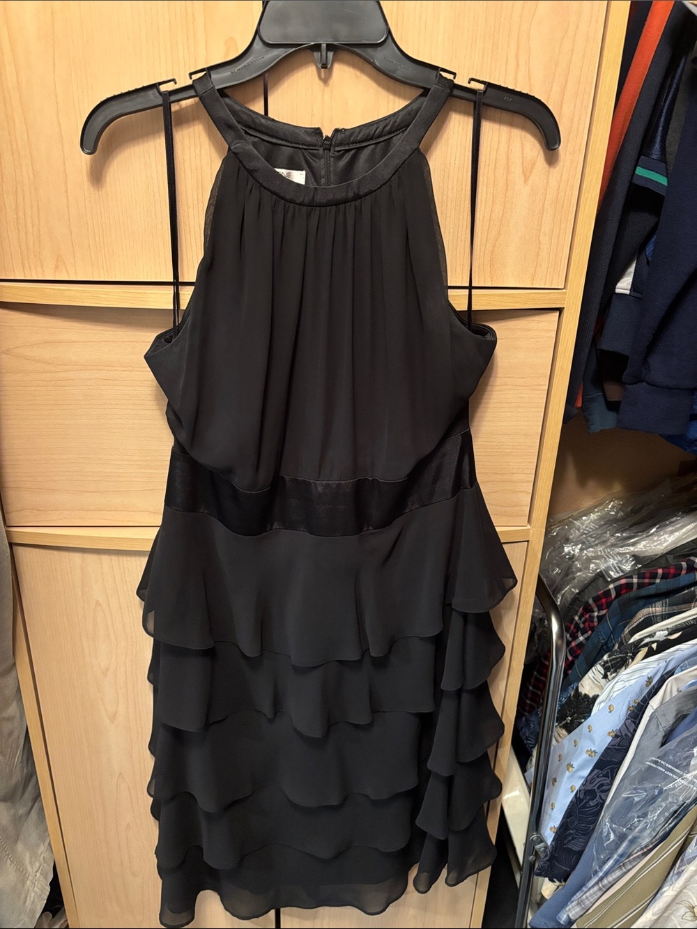 Women's Black Layered Ruffle Dress
